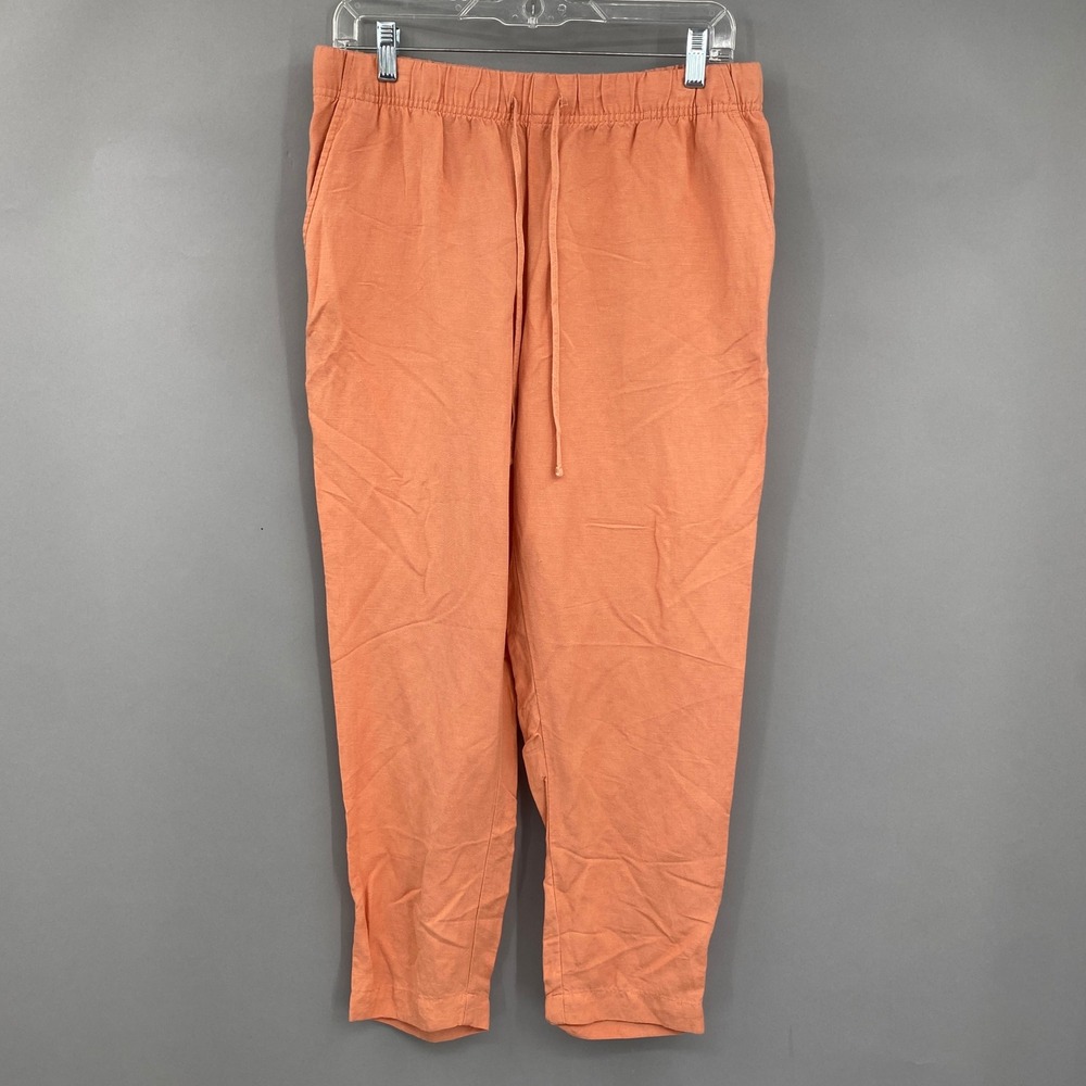 A New Day Linen Blend Tapered Pants‎ Womens Size Medium Orange Drawstring Coral